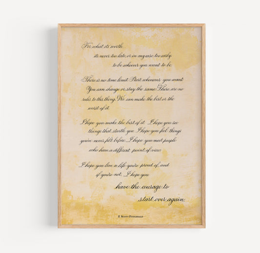 For What It's Worth, Fitzgerald Quote