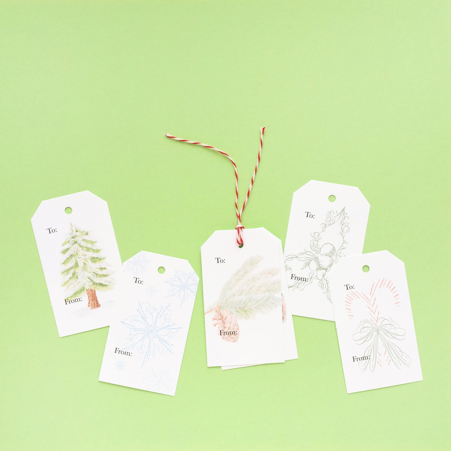 Watercolor pinecone gift tag bundle